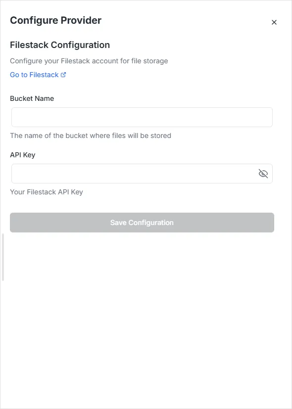 Configurazione Filestack