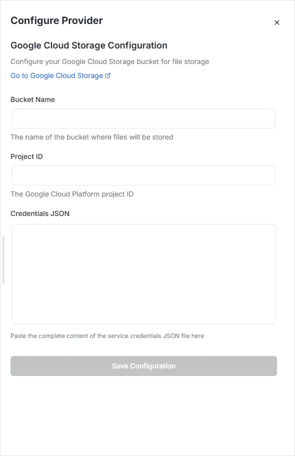 Configurazione Google Cloud Storage